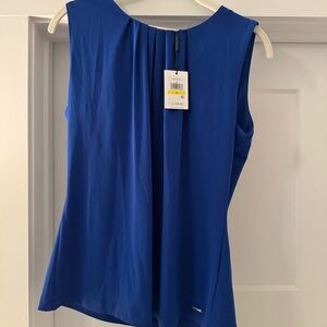 Calvin Klein Blue Sleeveless Fitted Blouse